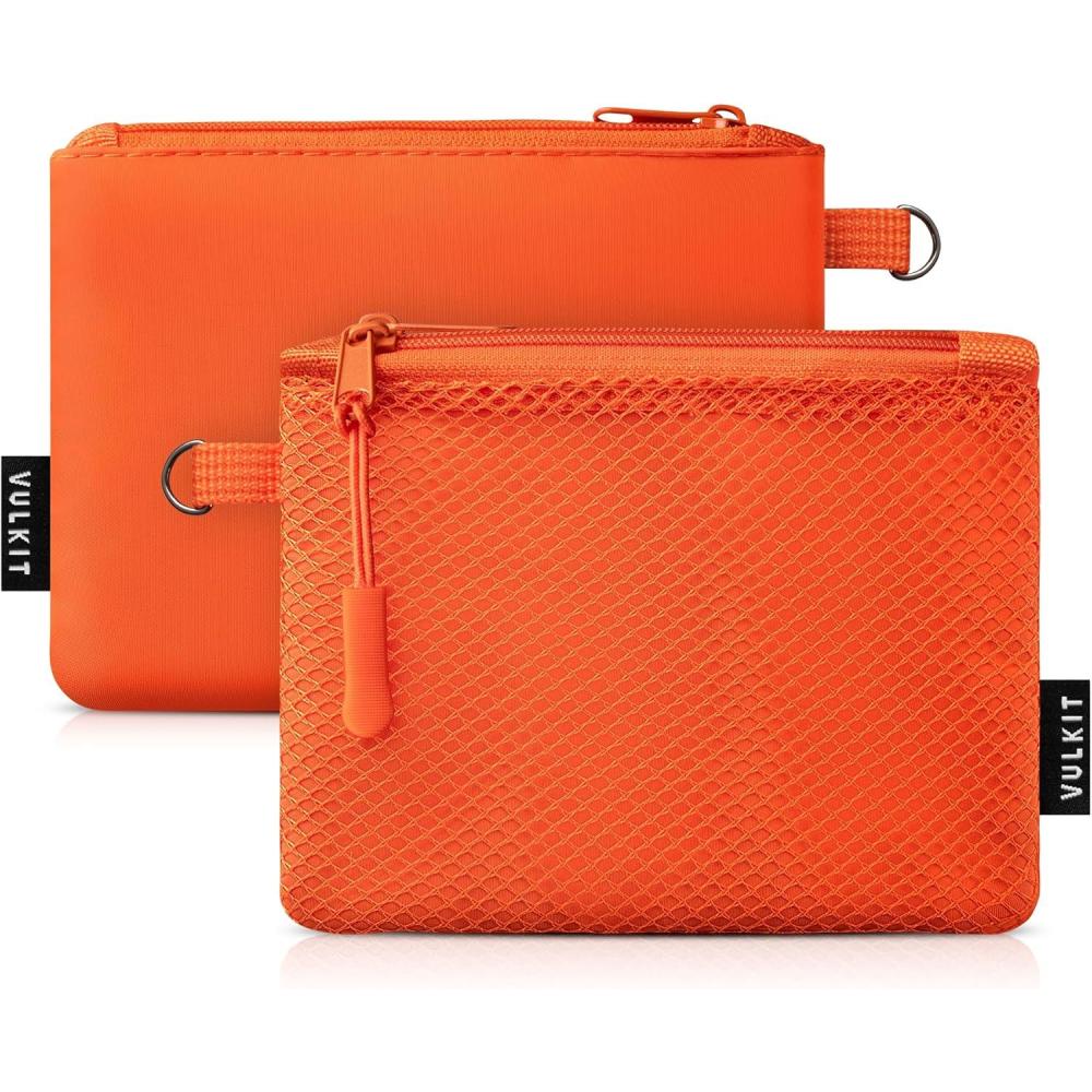 image:imageVULKIT Coin Purse Pack of 2 Zipper Wallet Change Purse Slim Travel Pouch Multifunctional Pouch Bag Everyday Carry2 PackOrange