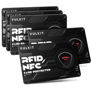 VULKIT 5 Pack RFID Blocking Cards, RFID/NFC Protectors NFC Contactless Protection Wallet Shield Travel Essentials(5pcs- Techs)