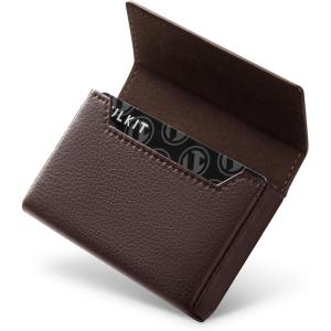 VULKIT Business Card Holders Large Capacity for 30-40 Business Cards with RFID Blocking Magnetic Closure(Espresso)