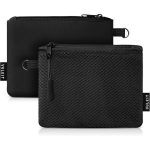 VULKIT Coin Purse Pack of 2 Zipper Wallet Change Purse Slim Travel Pouch Multifunctional Pouch Bag Everyday Carry(2 Pack-Black)