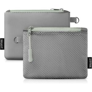 VULKIT Coin Purse Pack of 2 Zipper Wallet Change Purse Slim Travel Pouch Multifunctional Pouch Bag Everyday Carry(2 Pack-Grey)