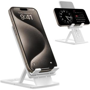 VULKIT Phone Stand for Desk, Tablet Stand for Tablets Under 11 Inches, Adjustable Height & Angle, Foldable & Portable, Multiple Fits for Most Phones Series(White)