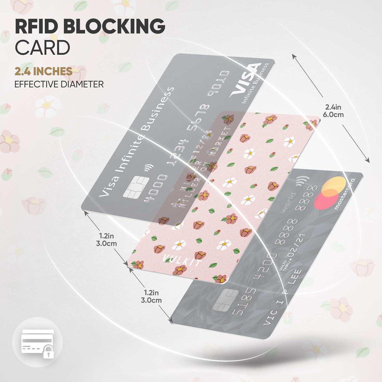 image:imageVULKIT RFID Blocking Cards Slim RFID Card Blocker amp NFC Contactless Card Protector for Your Wallet and Passport for Travel Outdoor 2 FlowerPink flower