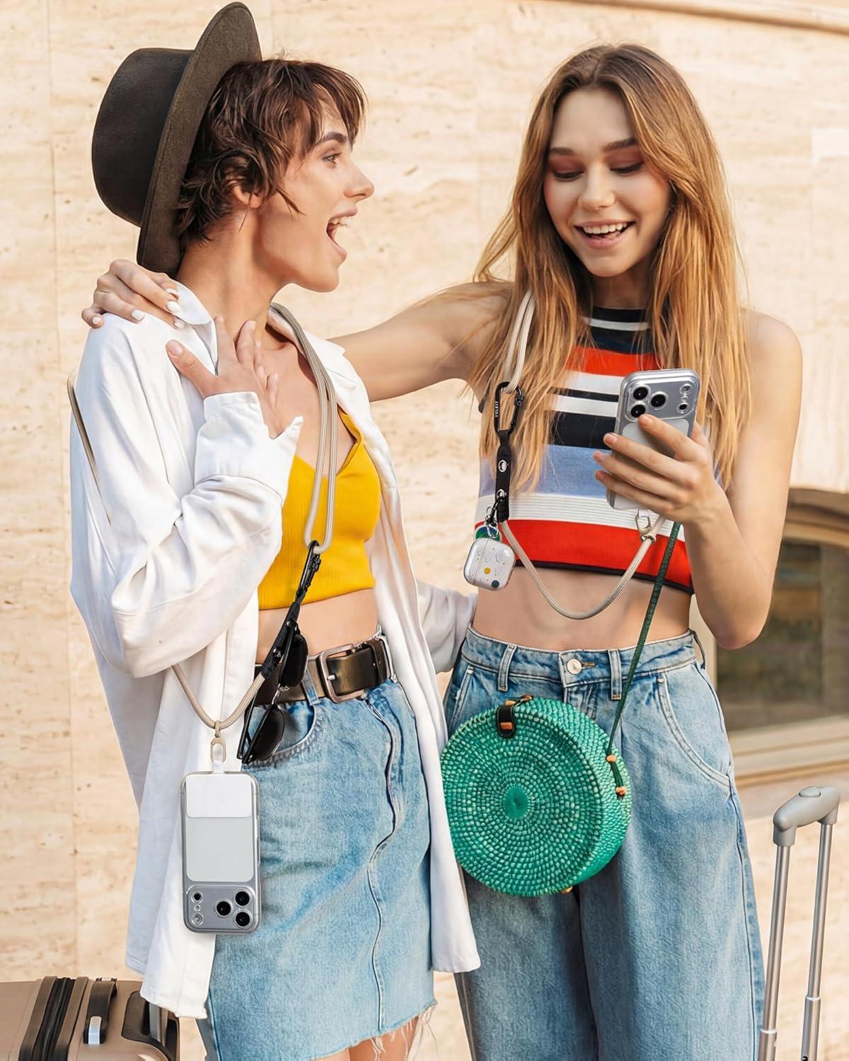 image:imageVULKIT Cell Phone Lanyard Crossbody Adjustable Neck amp Shoulder Strap Phone HolderBeige