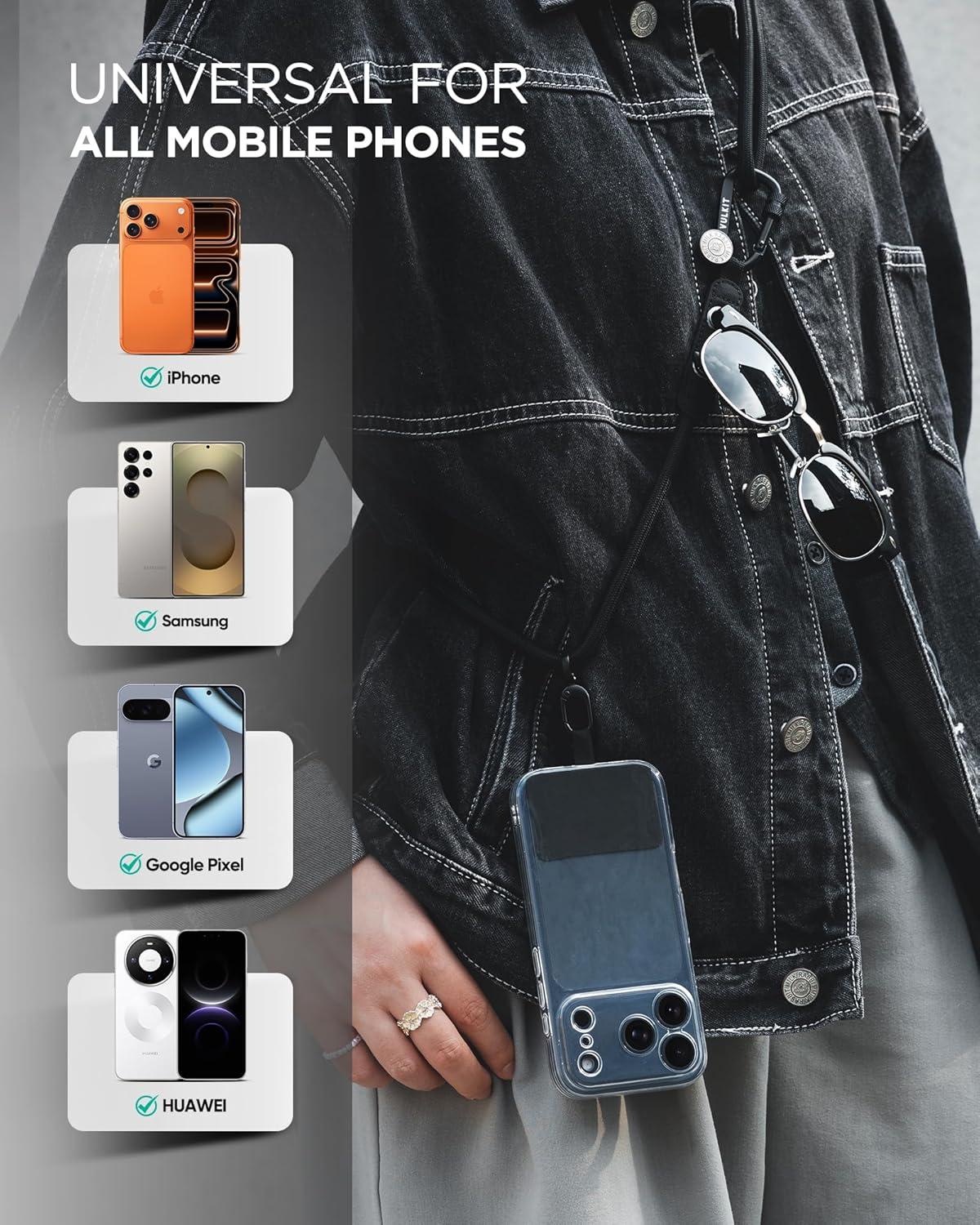 image:imageVULKIT Cell Phone Lanyard Crossbody Adjustable Neck amp Shoulder Strap Phone HolderBlack