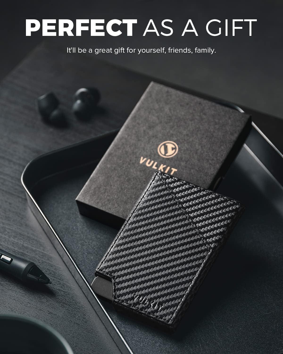 image:imageVULKIT Pop up Card Wallet RFID Blocking Slim Aluminum Metal Bank Card Holder Case with Business Money Pocket for Credit Cards Notes and Coins PinkCarbon Fiber Black