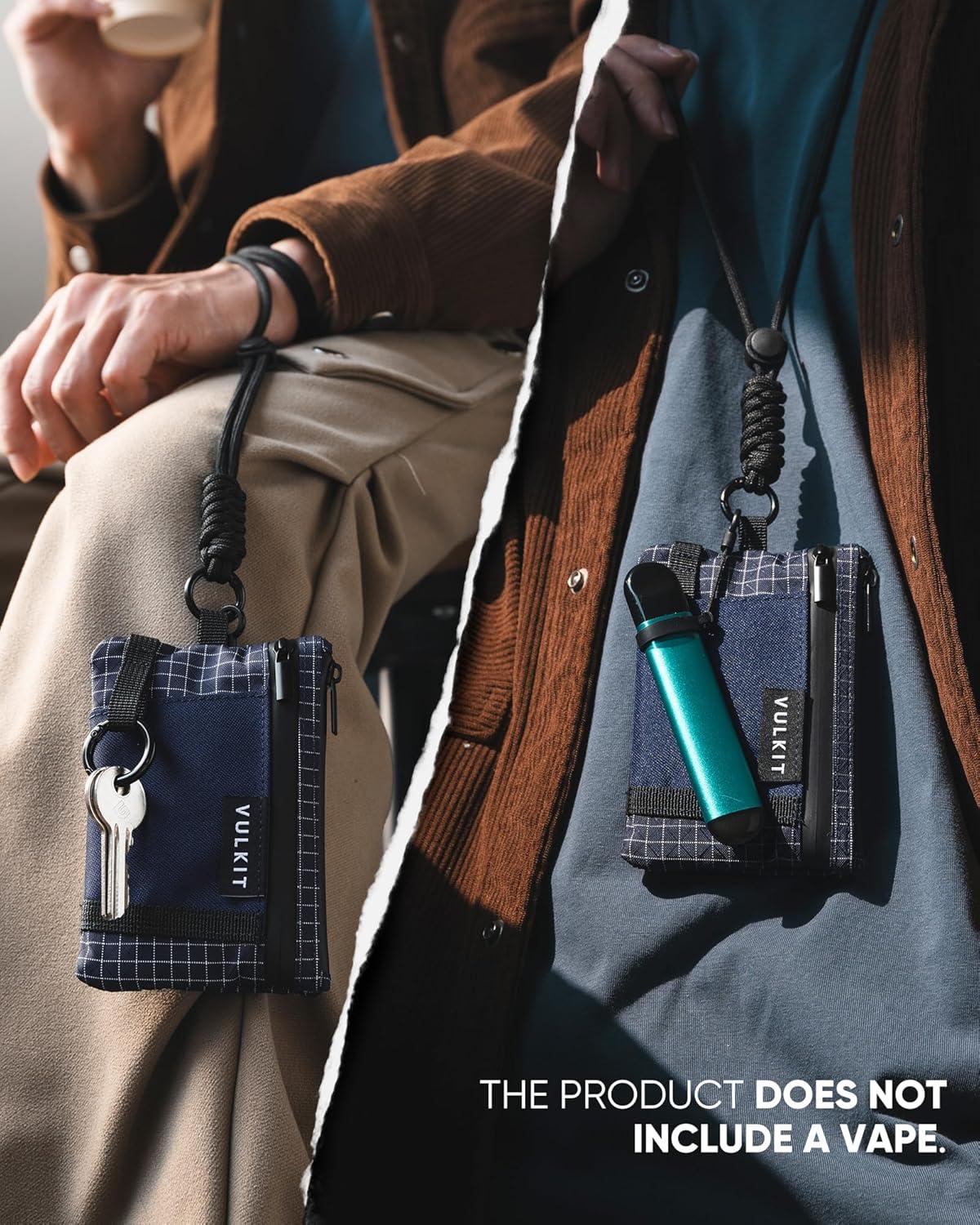 image:imageVULKIT RFID Blocking Lanyard Wallet for Men and Women Zipper Pouch with Keychain Nylon Neck Wallet with Key Ring for Hiking Fishing and Outdoor Activities Midnight NavyMidnight Navy