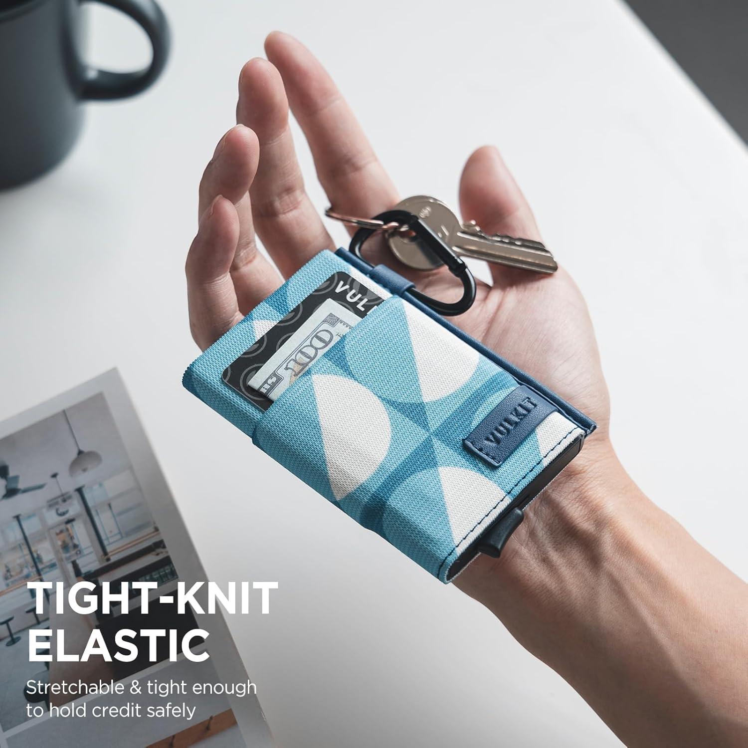 image:imageVULKIT Slim Wallet for Men and Women Pop up Credit Card holder Metal Case RFID Blocking with Keychain Wristlet