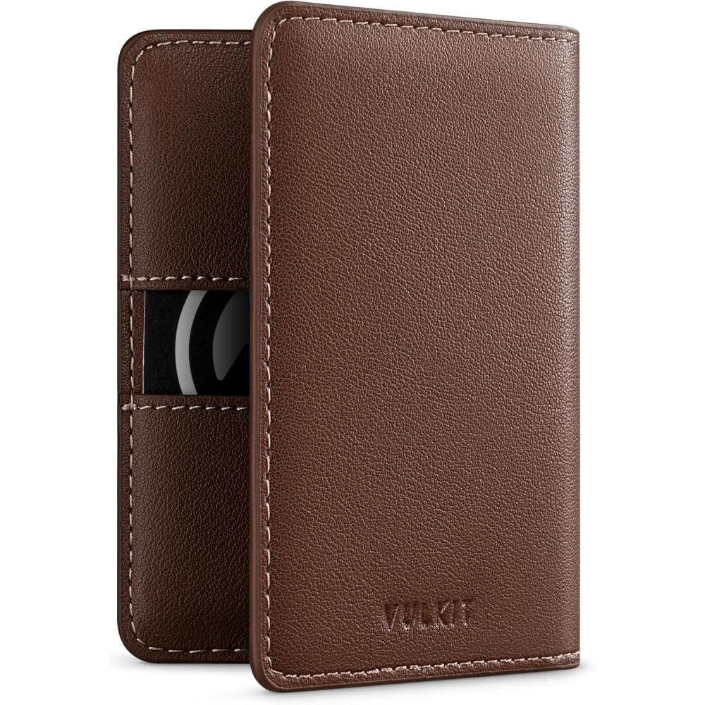 image:imageVULKIT Leather Slim Bifold Credit Card Holder for Max 8 Cards PinkBrown