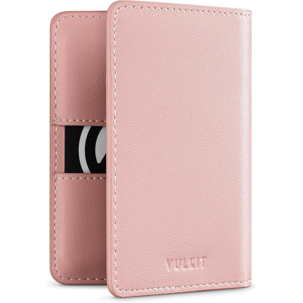image:imageVULKIT Leather Slim Bifold Credit Card Holder for Max 8 Cards PinkPink