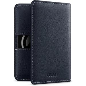 VULKIT Leather Slim Bifold Credit Card Holder for Max 8 Cards, Pink(Blue)