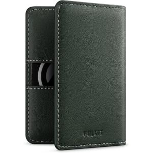 VULKIT Leather Slim Bifold Credit Card Holder for Max 8 Cards, Pink(Green)