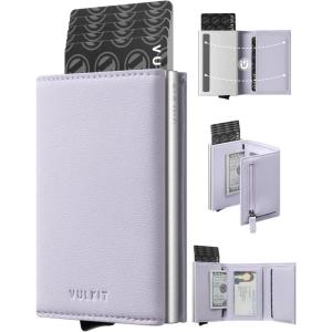 VULKIT Pop up Wallet Minimalist Cash Wallets RFID Blocking Leather Smart Credit Card Holder with Magnetic Closure for Women (Lavender)(Lavender)