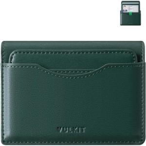 VULKIT Small Wallet for Men Leather RFID Wallet with Remove ID Window Bifold Men’s Wallets with Card Holder Banknote Compartment Credit Card Wallet for Women, Green(Forest Green)