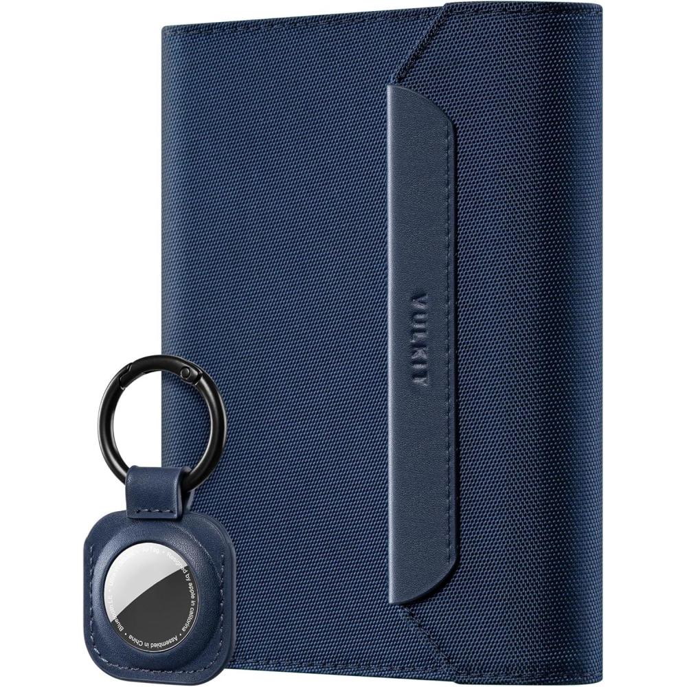 image:imageVULKIT Passport Wallet with Detachable AirTag Holder Vegan Leather Passport Holder RFID Blocking Travel Essential Magnetic Closure PinkBlue