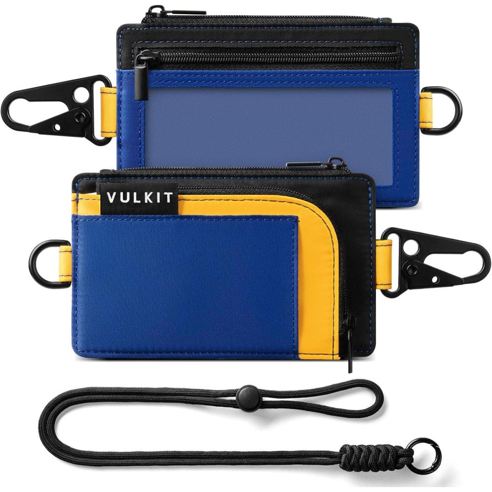 image:imageVULKIT WaterResistant Keychain Wallet with Lanyard for Men and Women Outdoor Zipper Pouch Wallet with Clear ID Window for Hiking Fishing Skateboard and any Outdoor Activities Shadow TrekSummit Sky