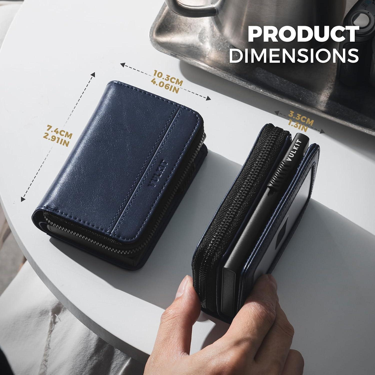 image:imageVULKIT Large Capacity Card Holder Wallet for Men RFID Blocking Pop Up Metal Wallet Holds 15 Cards Bill Slot ID Window Zipper Coin Pocket Forest GreenNavy Blue