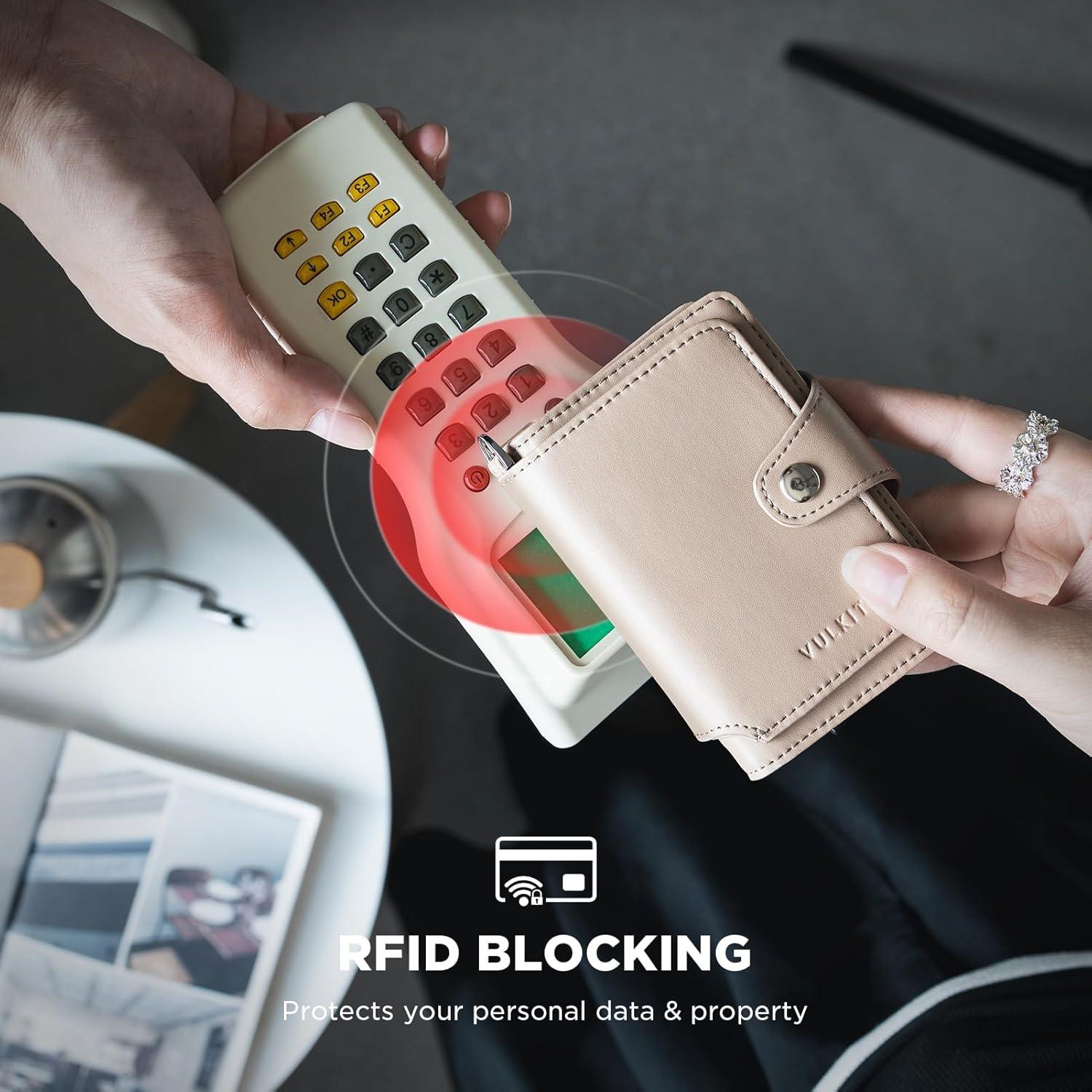 image:imageVULKIT Pop Up Card Holder Wallet for Women with Zipper Coin Pocket RFID Blocking Credit Card Case Holds 8 Cards Cash Compartment ID WindowBeige