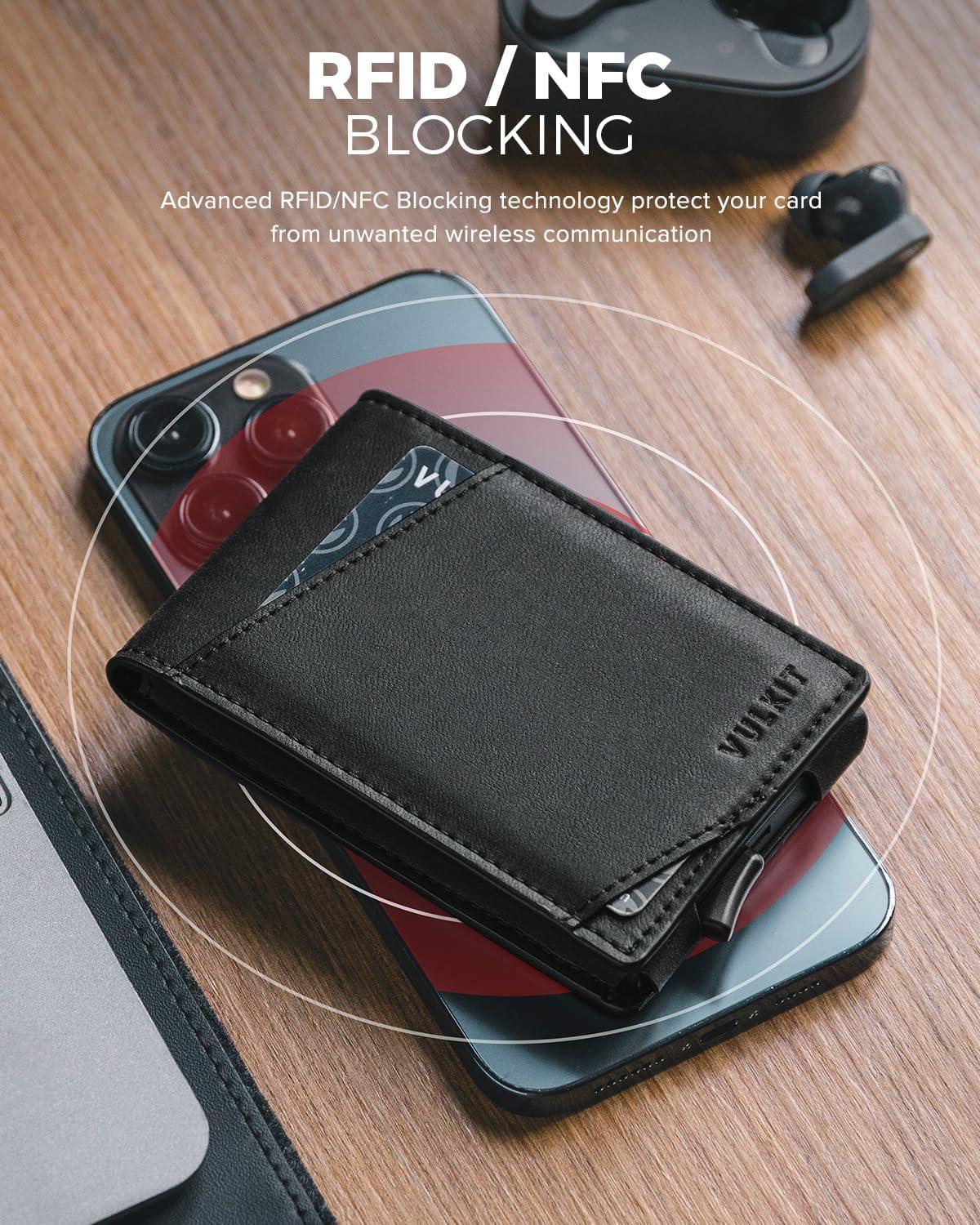 image:imageVULKIT Pop Up Wallet for Men Credit Card Holder Minimalist Slim Bifold Wallets RFID Blocking with Gift Box Desert CamouflageBlack