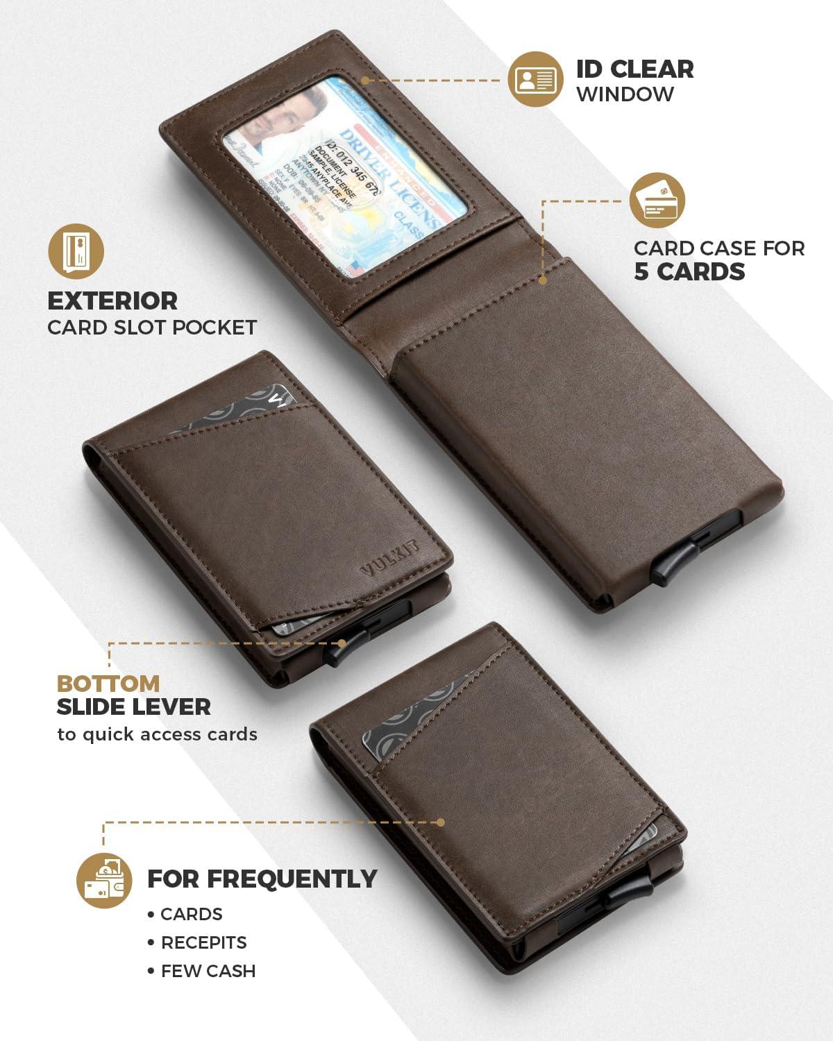 image:imageVULKIT Pop Up Wallet for Men Credit Card Holder Minimalist Slim Bifold Wallets RFID Blocking with Gift Box Desert CamouflageEspresso