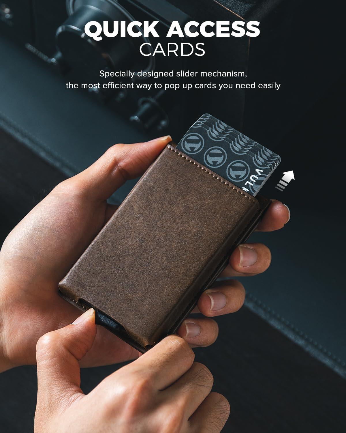 image:imageVULKIT Pop Up Wallet for Men Credit Card Holder Minimalist Slim Bifold Wallets RFID Blocking with Gift Box Desert CamouflageEspresso