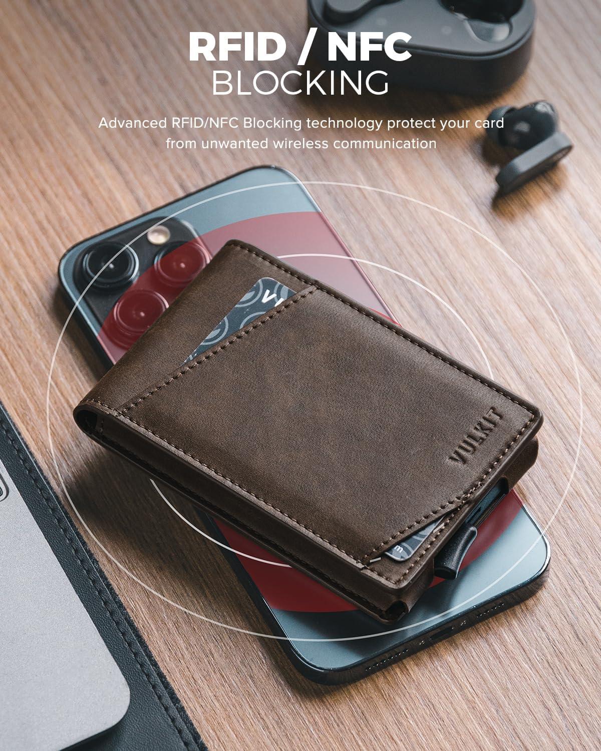 image:imageVULKIT Pop Up Wallet for Men Credit Card Holder Minimalist Slim Bifold Wallets RFID Blocking with Gift Box Desert CamouflageEspresso