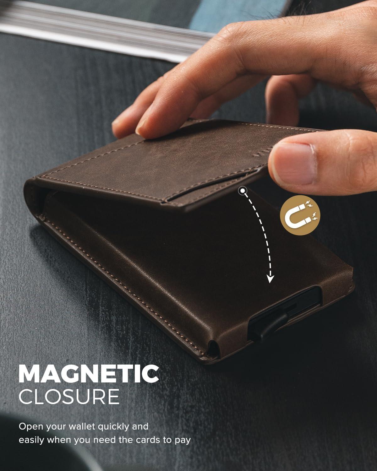 image:imageVULKIT Pop Up Wallet for Men Credit Card Holder Minimalist Slim Bifold Wallets RFID Blocking with Gift Box Desert CamouflageEspresso