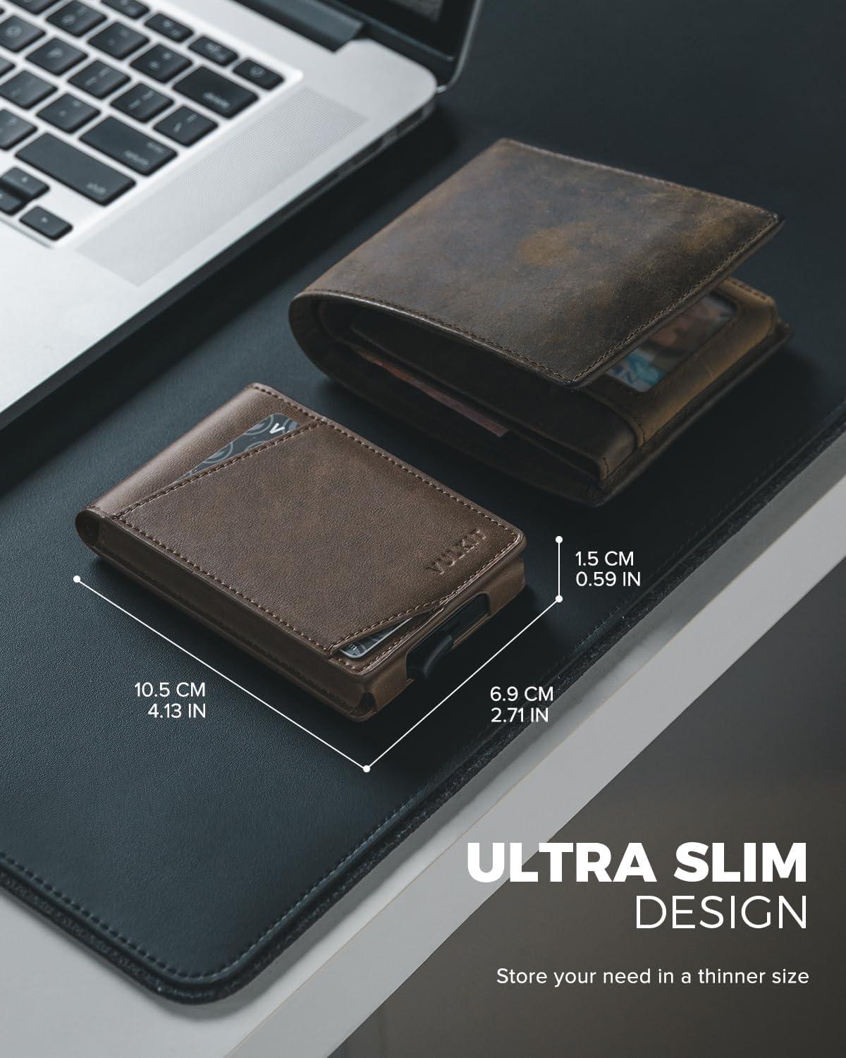 image:imageVULKIT Pop Up Wallet for Men Credit Card Holder Minimalist Slim Bifold Wallets RFID Blocking with Gift Box Desert CamouflageEspresso