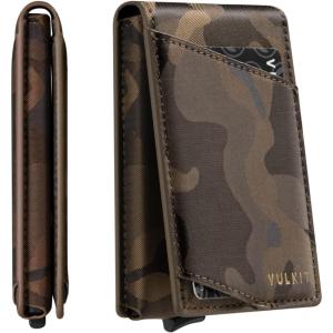VULKIT Pop Up Wallet for Men, Credit Card Holder Minimalist Slim Bifold Wallets RFID Blocking with Gift Box Desert Camouflage(Desert Camouflage)