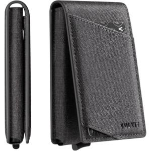 VULKIT Pop Up Wallet for Men, Credit Card Holder Minimalist Slim Bifold Wallets RFID Blocking with Gift Box Desert Camouflage(Grey)