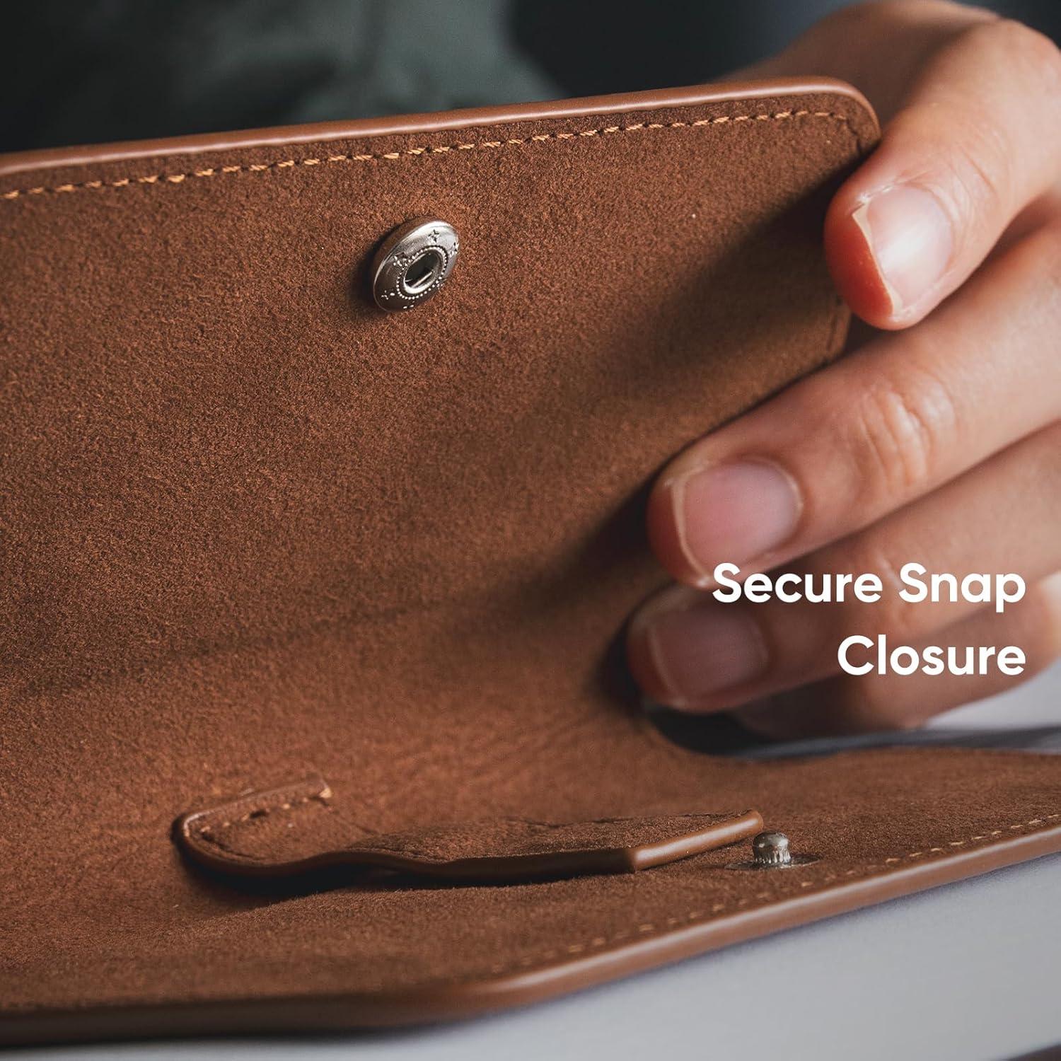 image:imageVULKIT Leather Glasses Case Ultra Slim Sunglasses Case Two Fixed Modes Fits Most Eyeglasses amp Sun GlassesMocha Tan