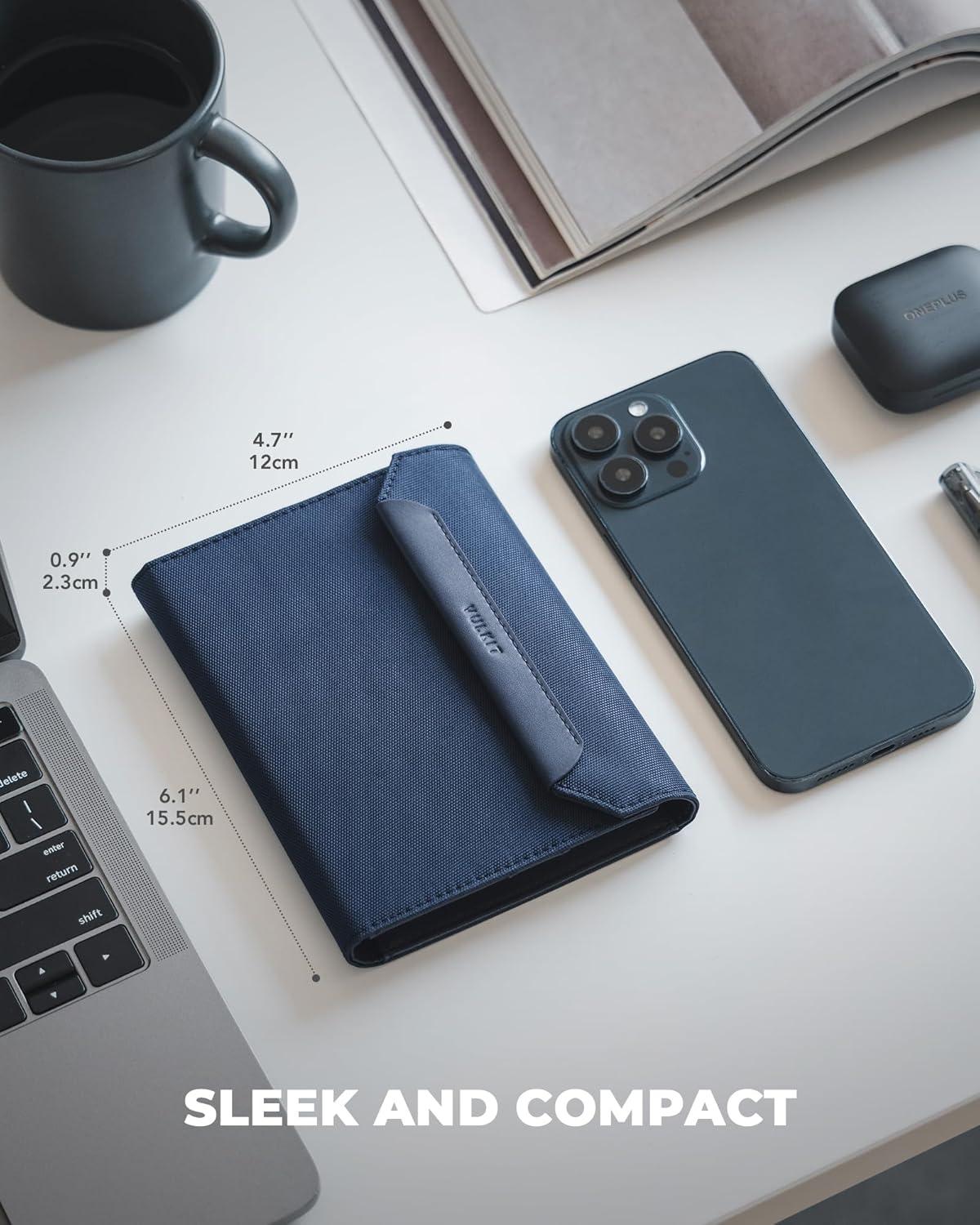 image:imageVULKIT Passport Case with RFID Protection Passport Holder and Vegan Leather Card Holder for Travel Blue