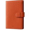 image:imageVULKIT Dual Leather Passport Wallet with Airtag Holder Slim Double Passport Holder RFID Blocking Passport Travel Wallet for Women or MenGrain Orange