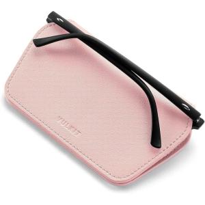 VULKIT Leather Glasses Case, Ultra Slim Sunglasses Case, Two Fixed Modes, Fits Most Eyeglasses & Sun Glasses(Blush Pink)