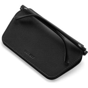 VULKIT Leather Glasses Case, Ultra Slim Sunglasses Case, Two Fixed Modes, Fits Most Eyeglasses & Sun Glasses(Onyx Black)