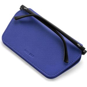 VULKIT Leather Glasses Case, Ultra Slim Sunglasses Case, Two Fixed Modes, Fits Most Eyeglasses & Sun Glasses(Sapphire Night)
