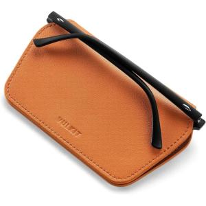 VULKIT Leather Glasses Case, Ultra Slim Sunglasses Case, Two Fixed Modes, Fits Most Eyeglasses & Sun Glasses(Tangerine Twist)