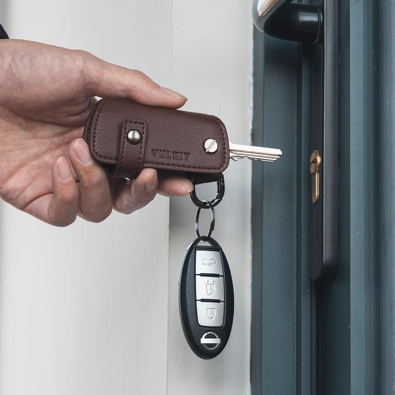 image:imageVULKIT Key Organizer Premium Leather Keychain Compact Design Everyday Carry AccessoriesEspresso