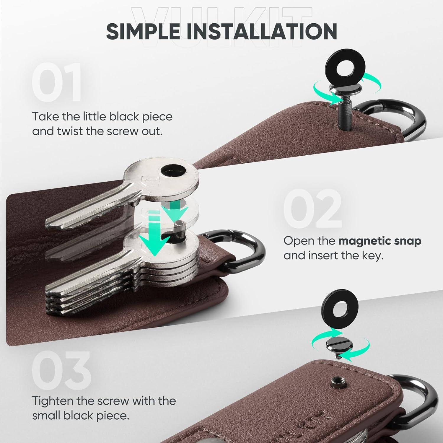 image:imageVULKIT Key Organizer Premium Leather Keychain Compact Design Everyday Carry AccessoriesEspresso