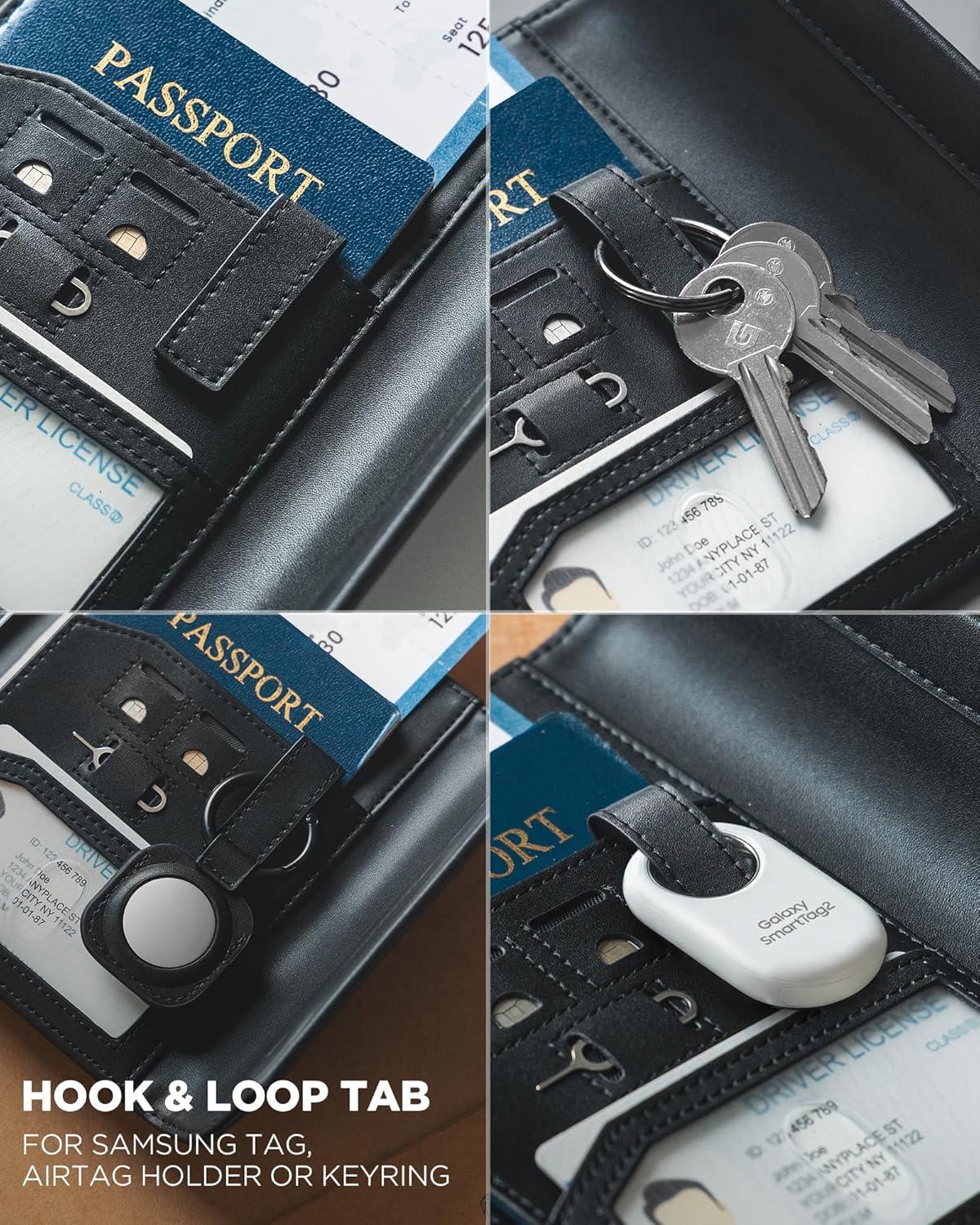 image:imageVULKIT RFID Blocking Leather Passport amp Card Holder Dual Person Travel Passport Wallet with Secure Magnetic Closure PinkBlack
