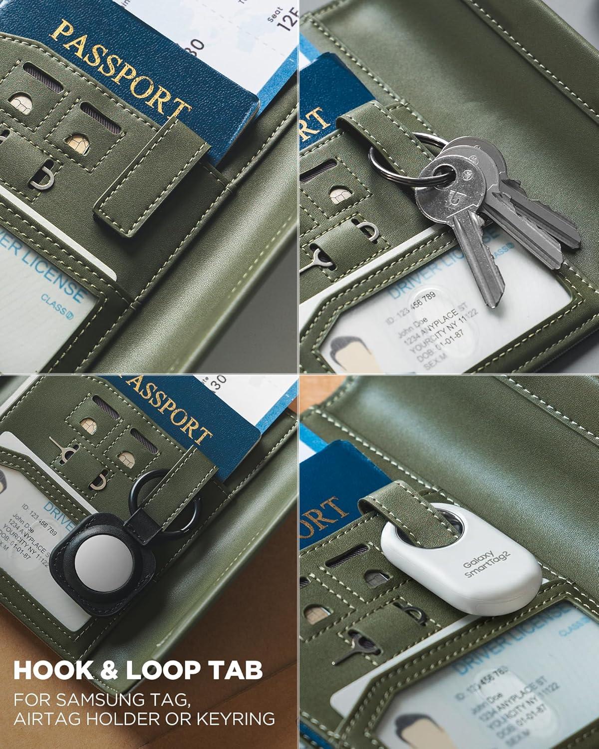 image:imageVULKIT RFID Blocking Leather Passport amp Card Holder Dual Person Travel Passport Wallet with Secure Magnetic Closure PinkGreen