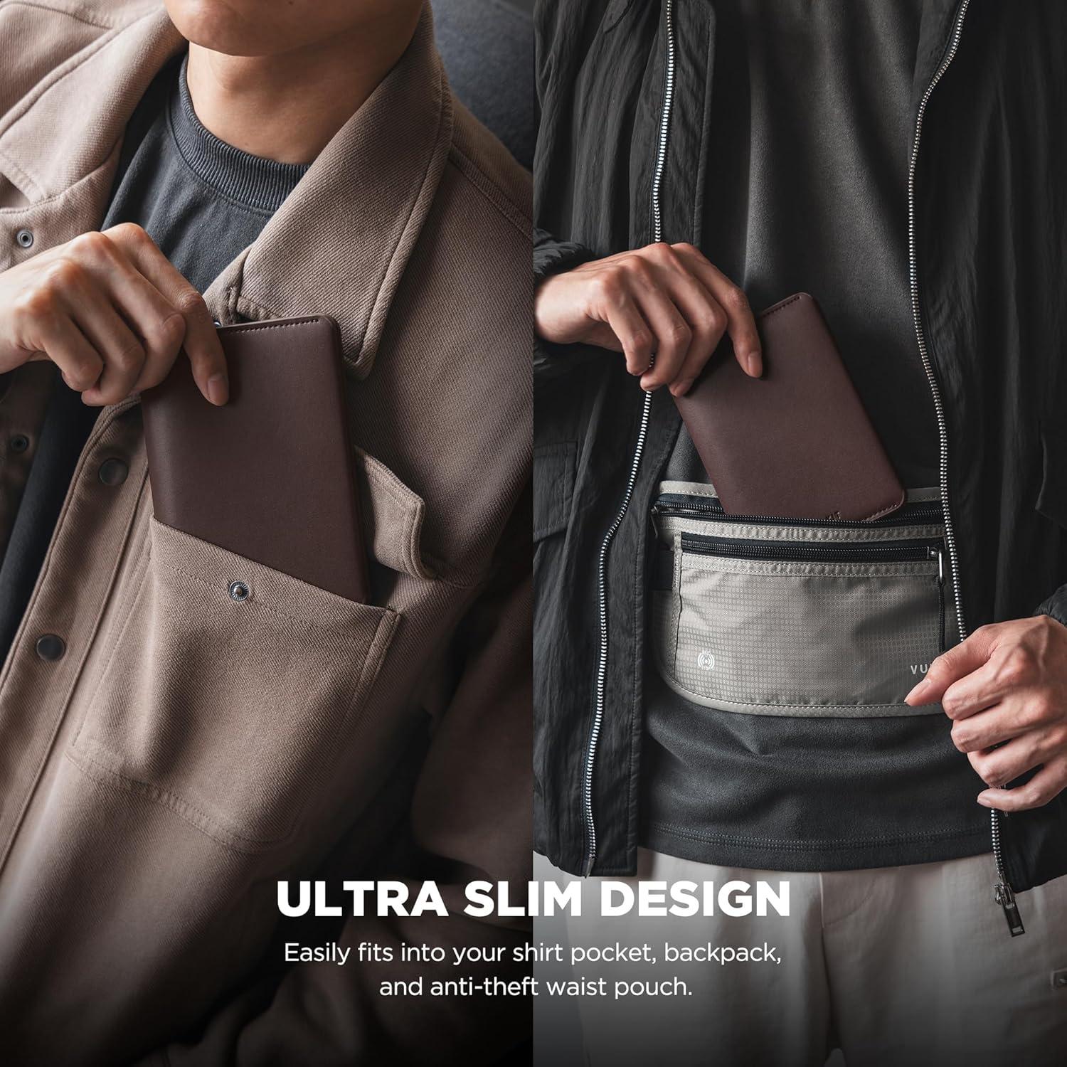 image:imageVULKIT Slim Minimalist Passport Wallet RFID Blocking Passport Holder for Travel Leather Travel Wallet for Men Women Magnetic ClosureEspresso