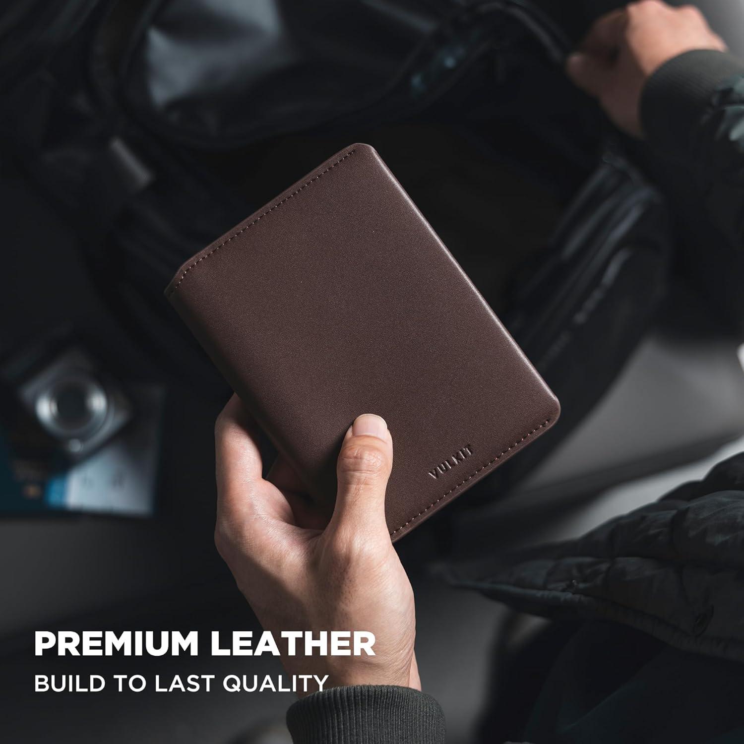 image:imageVULKIT Slim Minimalist Passport Wallet RFID Blocking Passport Holder for Travel Leather Travel Wallet for Men Women Magnetic ClosureEspresso