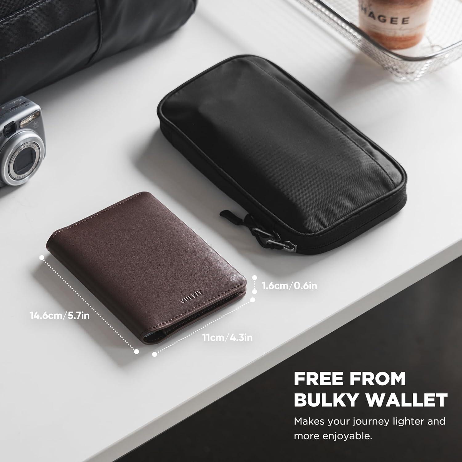 image:imageVULKIT Slim Minimalist Passport Wallet RFID Blocking Passport Holder for Travel Leather Travel Wallet for Men Women Magnetic ClosureEspresso