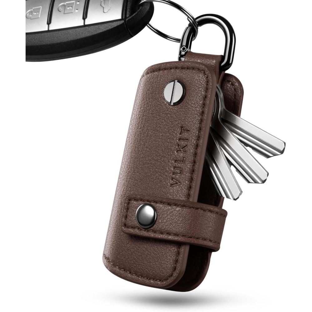 image:imageVULKIT Key Organizer Premium Leather Keychain Compact Design Everyday Carry AccessoriesEspresso