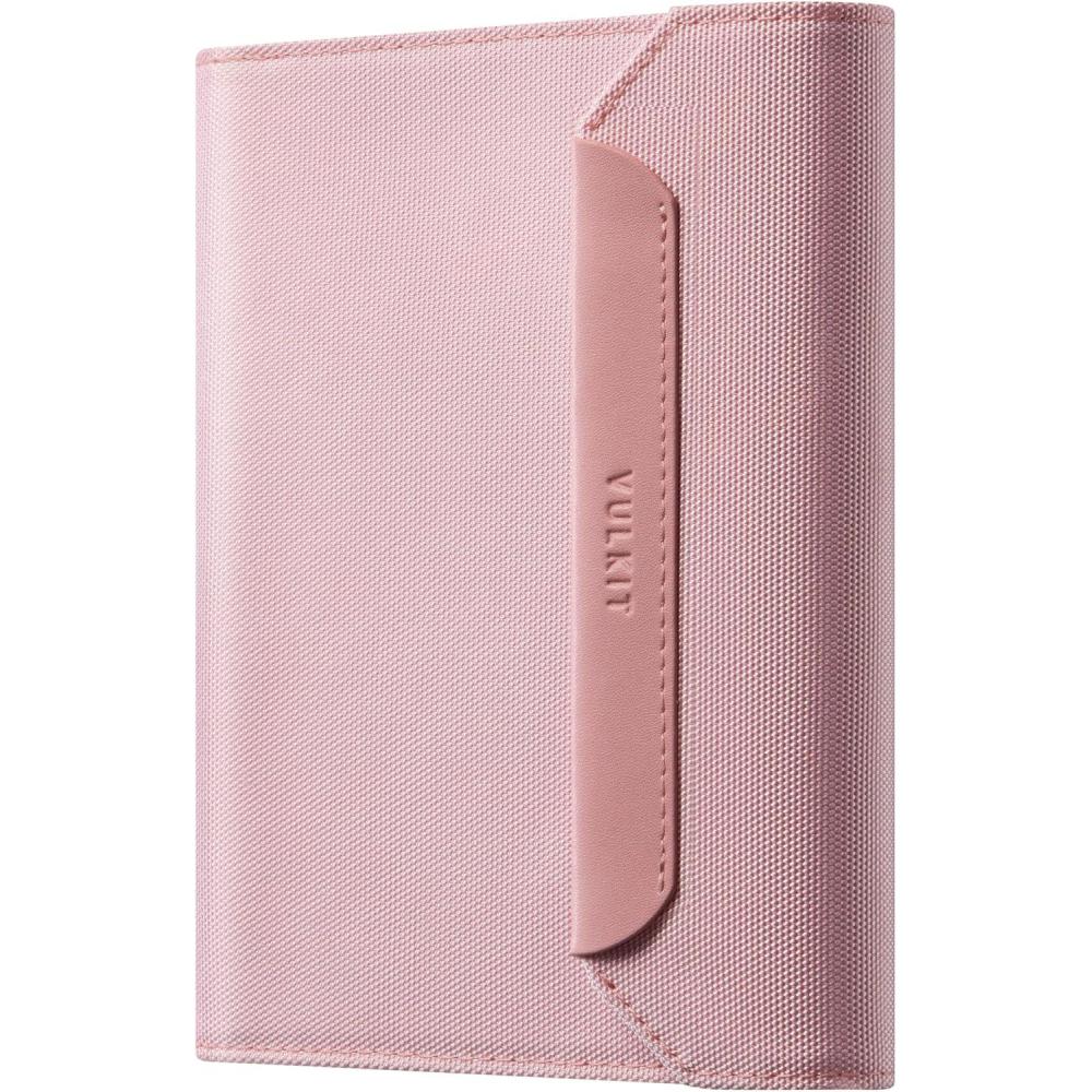 image:imageVULKIT RFID Blocking Leather Passport amp Card Holder Dual Person Travel Passport Wallet with Secure Magnetic Closure PinkPink