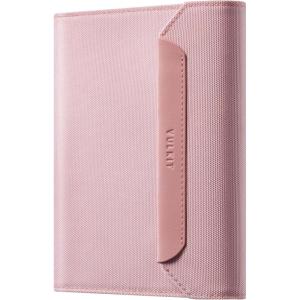 VULKIT RFID Blocking Leather Passport & Card Holder, Dual Person Travel Passport Wallet with Secure Magnetic Closure, Pink(Pink)
