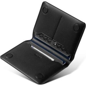 VULKIT Slim Minimalist Passport Wallet RFID Blocking Passport Holder for Travel, Leather Travel Wallet for Men Women, Magnetic Closure(Black)
