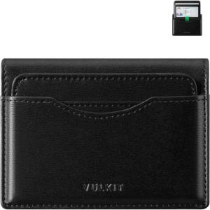 VULKIT Small Wallet for Men Leather RFID Wallet with Remove ID Window Bifold Men’s Wallets with Card Holder Banknote Compartment Credit Card Wallet for Women, Black(Jet Black)