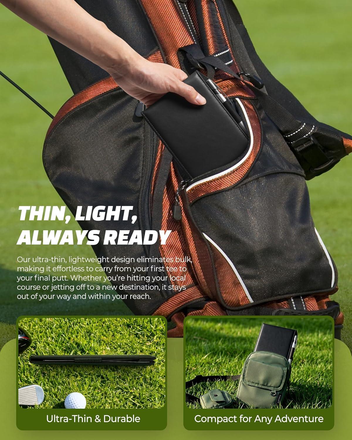 image:imageVULKIT Magnetic Golf Scorecard Holder HighEnd Leather Yardage Book Cover Universal Fit Golf Accessories for Most Back PocketBlack